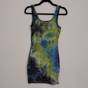 Tie-Dye Mini Dress - Blue and Green